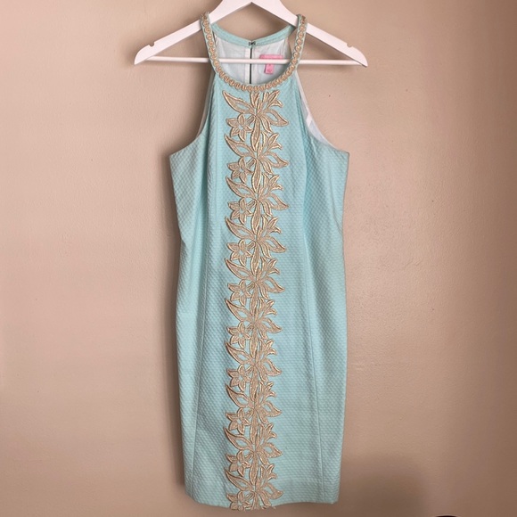 Lilly Pulitzer Dresses & Skirts - Lilly Pulitzer Teal and Gold Dress-Size 10
